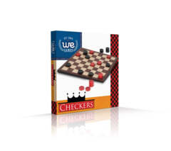 Wood Expressions Red and Black Wooden Checkers Set with 11.75 in. Board